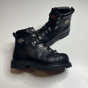 Vintage Harley Davidson Chunky Steel Toe Black Leather Biker Boots Women’s 8 US